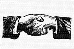 vintage drawing of a handshake,symbolizing why we have reviews with clients