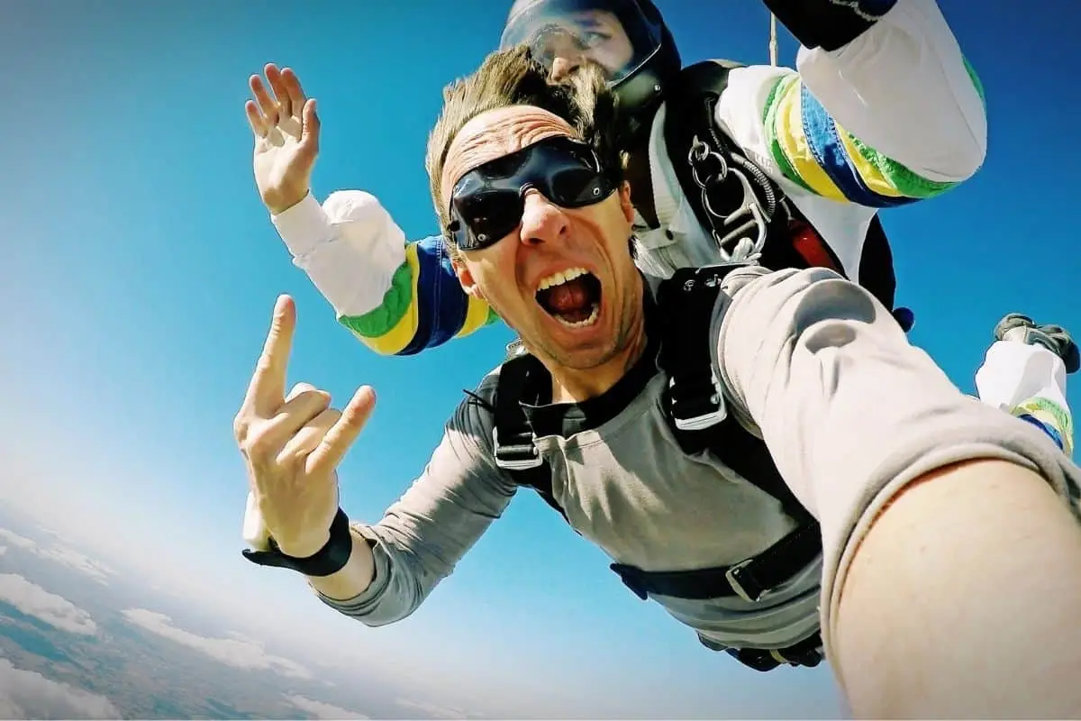 crazy skydiver, symbolizing risk of following Matt Damon's advice on crypto